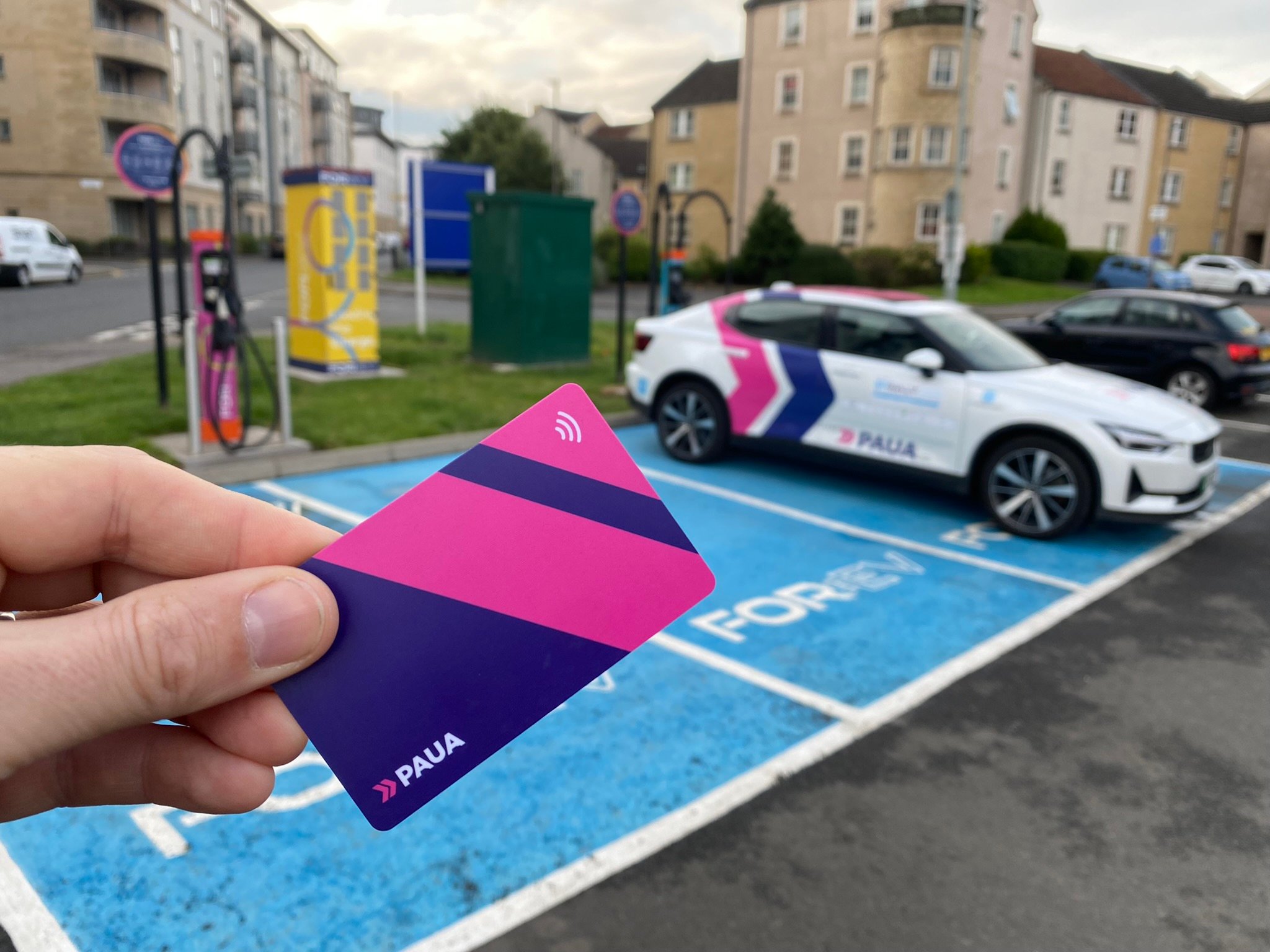 Paua EV charge card at Forev charger in Edinburgh