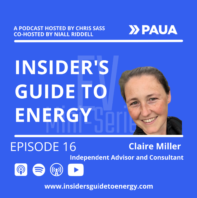 Chris Sass and Niall Riddell from Paua discuss the concept of Vehicle-to-Grid (V2G) technology. They are joined by Claire Miller, an Independent Advisor and Consultant and UK expert on V2G